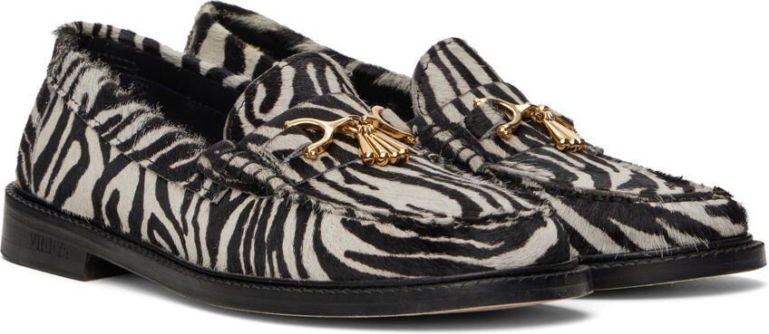 VINNY s Black & White Luxe Mocassin Snaffle Loafers - Picture 2