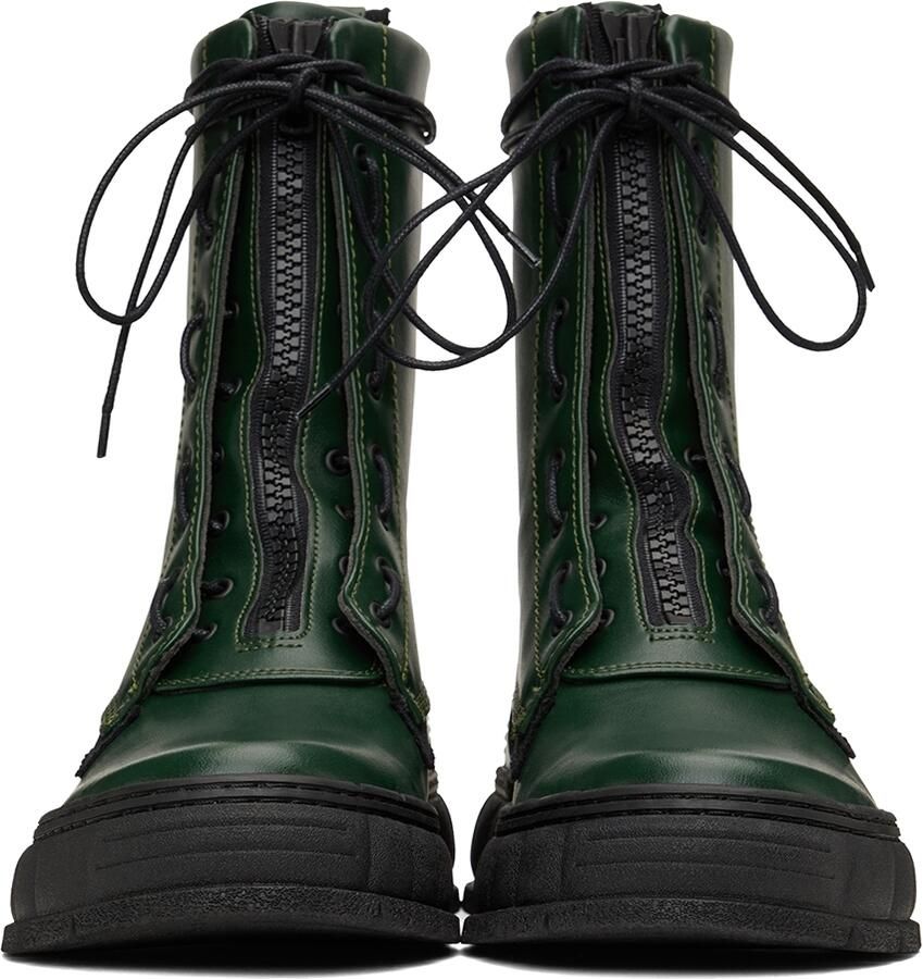 Virón SSENSE Exclusive Green Apple Leather 1992 Zip Boots