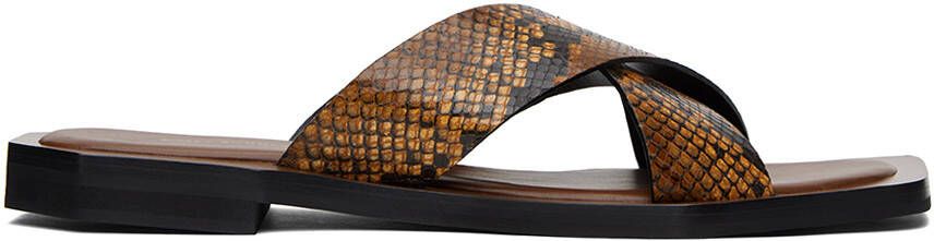 Wales Bonner Brown Snake-Embossed Sandals - Picture 5