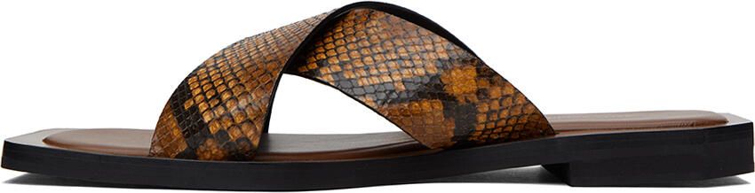 Wales Bonner Brown Snake-Embossed Sandals - Picture 4