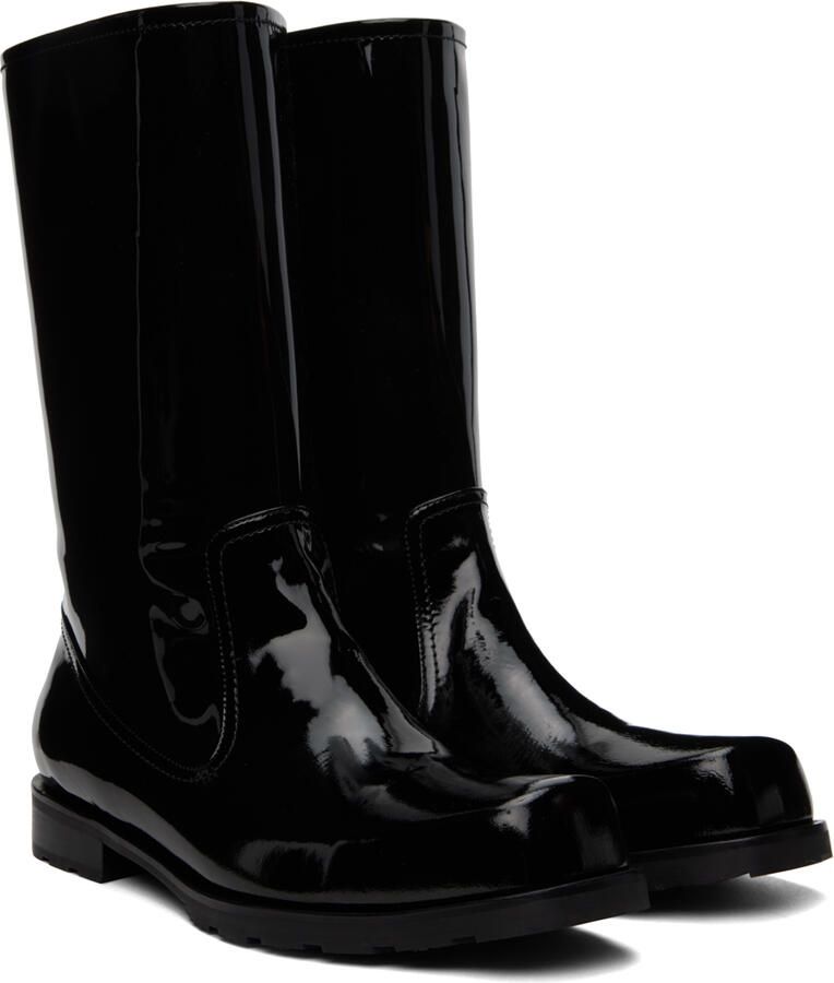 We11done Black Enamel Combat Boots - Picture 3