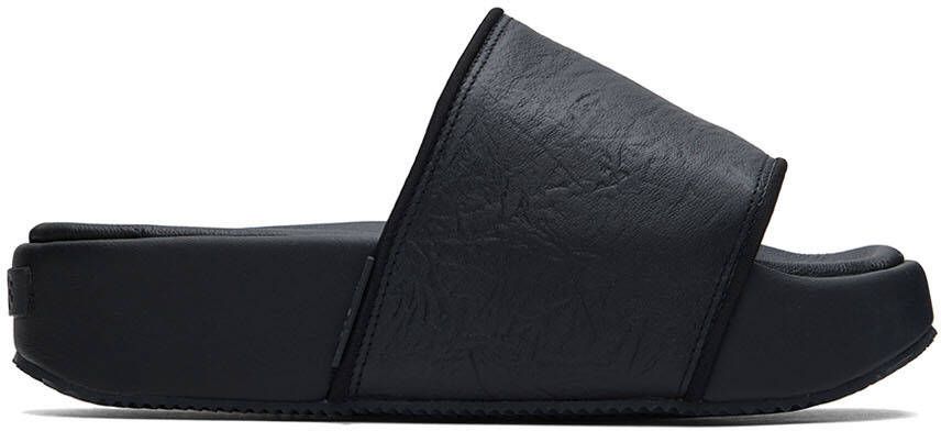 Y-3 Black Leather Slides - Picture 5