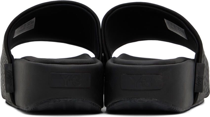Y-3 Black Leather Platform Slides - Picture 8
