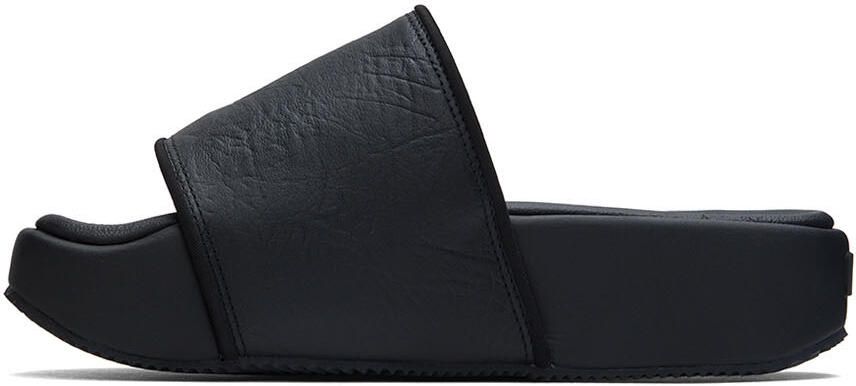 Y-3 Black Leather Slides - Picture 3