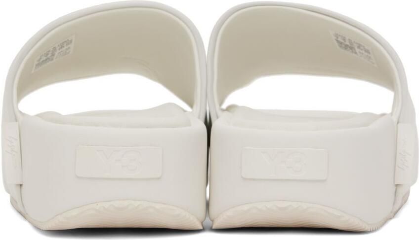 Y-3 White Leather Platform Slides