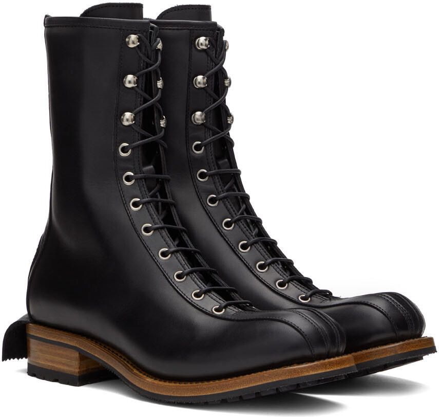 Youths in Balaclava Black Leather Lace-Up Boots