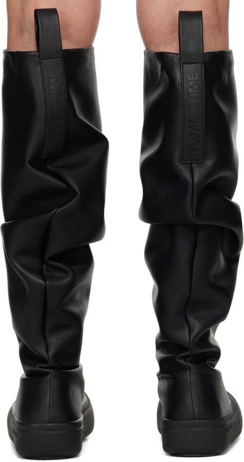 YUME Black Fisher Faux-Leather Boots - Picture 4