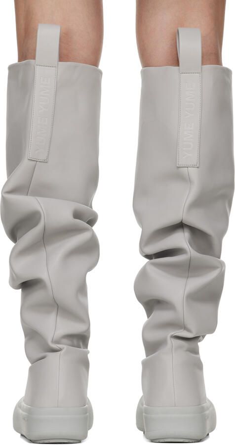 YUME Gray Fisher Faux-Leather Boots - Picture 4