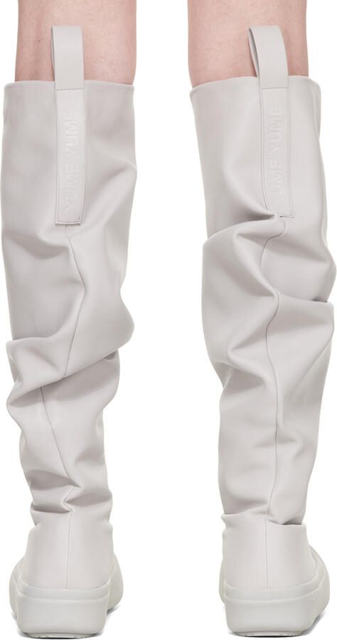 YUME Gray Fisher Faux-Leather Boots - Picture 10