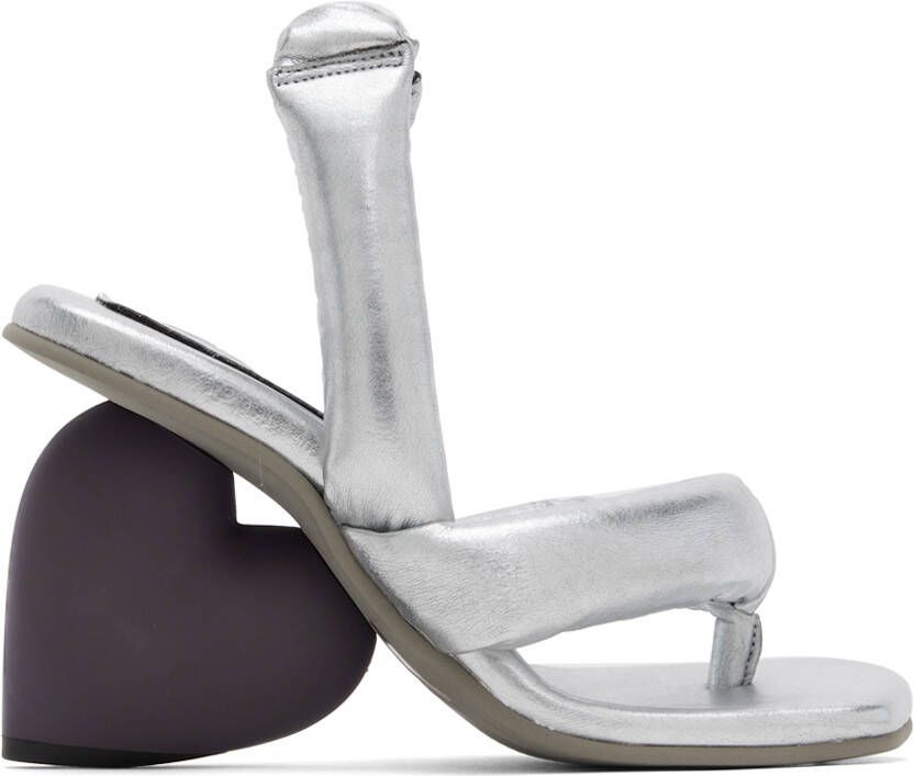 YUME Silver Love Heeled Sandals - Picture 5