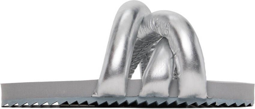 YUME Silver Tyre Faux-Leather Slides - Picture 5