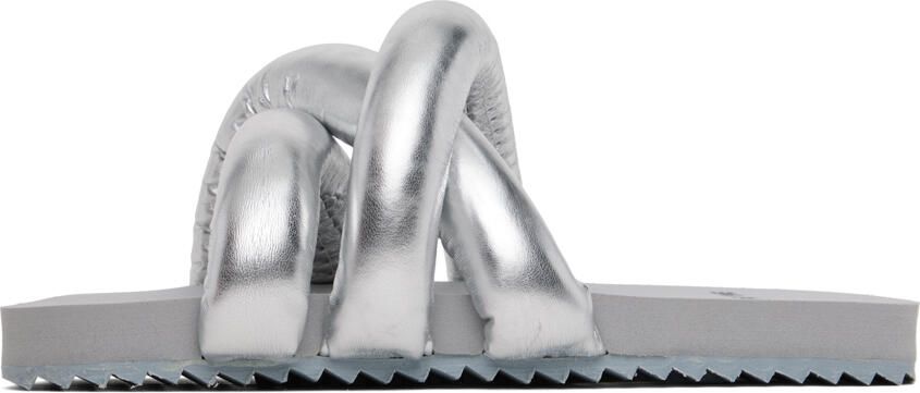 YUME Silver Tyre Faux-Leather Slides - Picture 3
