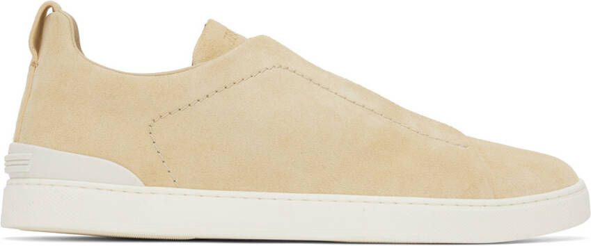 ZEGNA Beige Triple Stitch Sneakers - Picture 5
