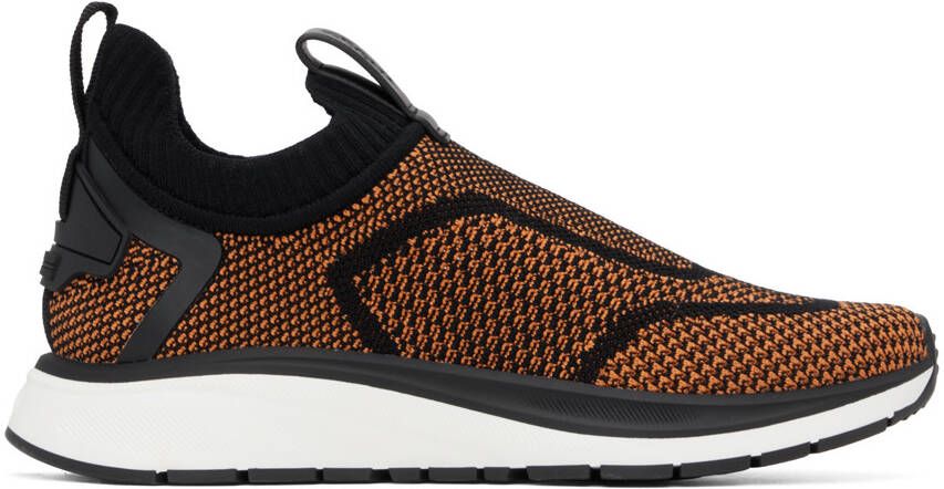 ZEGNA Black & Orange Slip-On Sneakers - Picture 5