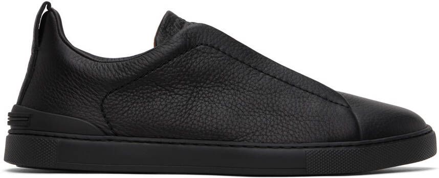 ZEGNA Black Triple Stitch Sneakers - Picture 5
