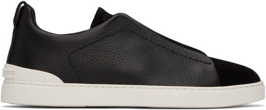 ZEGNA Black Triple Stitch Sneakers - Picture 5