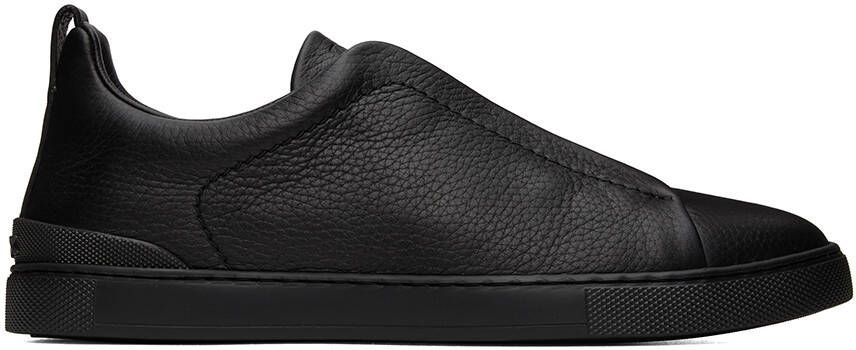 ZEGNA Black Triple Stitch Sneakers - Picture 5
