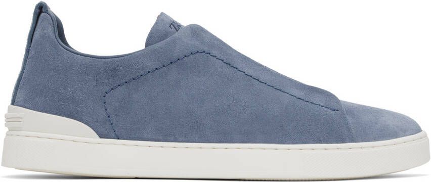 ZEGNA Blue Triple Stitch Sneakers - Picture 5