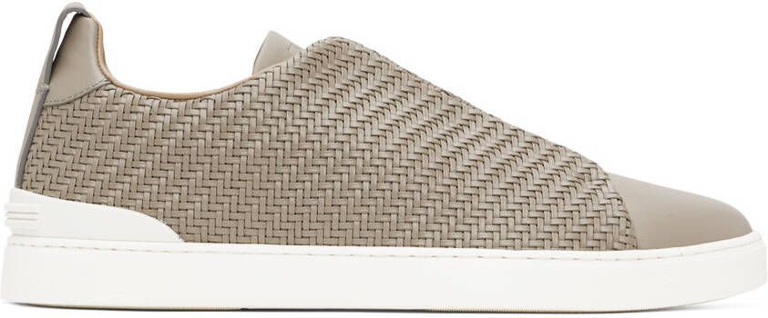 ZEGNA Gray PELLETESSUTA Triple Stitch Sneakers - Picture 5