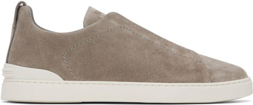 ZEGNA Gray Triple Stitch Sneakers - Picture 5