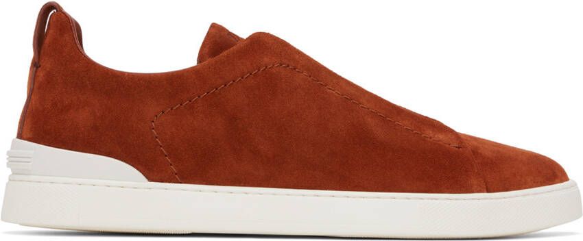 ZEGNA Orange Triple Stitch Sneakers - Picture 5