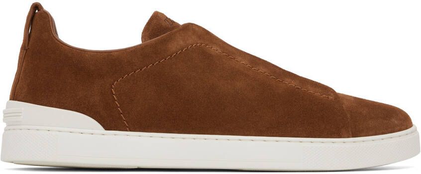 ZEGNA Tan Triple Stitch Sneakers - Picture 5