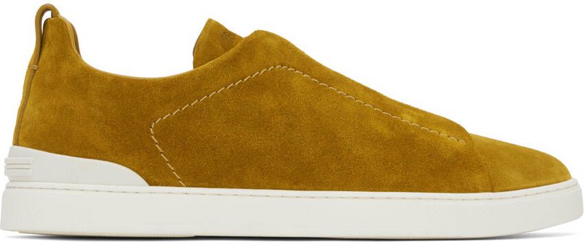 ZEGNA Yellow Triple Stitch Sneakers - Picture 5