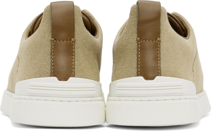 ZEGNA Beige Triple Stitch Sneakers