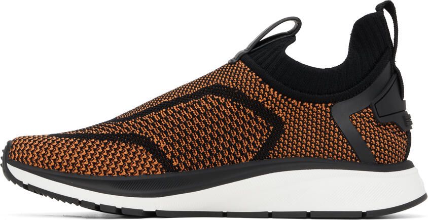 ZEGNA Black & Orange Slip-On Sneakers - Picture 3
