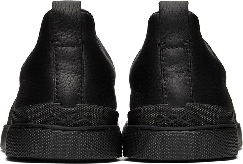 ZEGNA Black Triple Stitch Sneakers