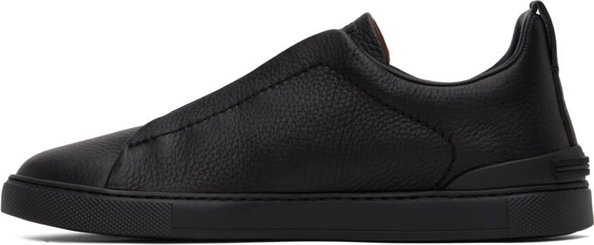 ZEGNA Black Triple Stitch Sneakers - Picture 3