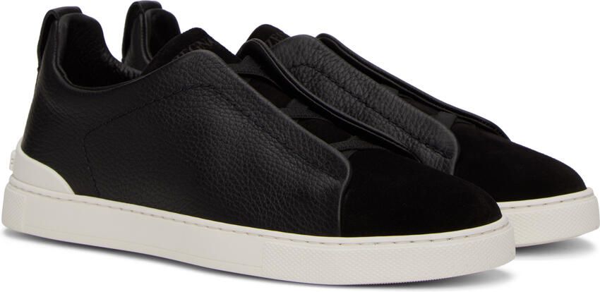 ZEGNA Black Triple Stitch Sneakers - Picture 2