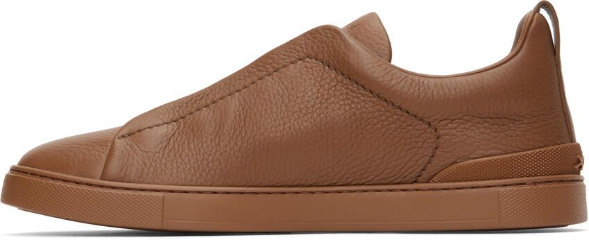 ZEGNA Brown Triple Stitch Sneakers - Picture 3