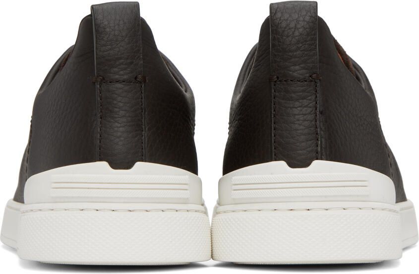 ZEGNA Brown Triple Stitch Sneakers - Picture 5