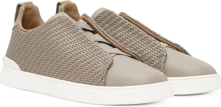ZEGNA Gray PELLETESSUTA Triple Stitch Sneakers - Picture 2