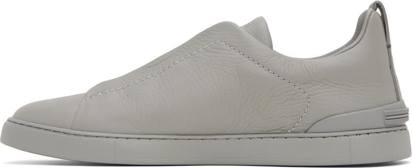 ZEGNA Gray Triple Stitch Sneakers - Picture 3