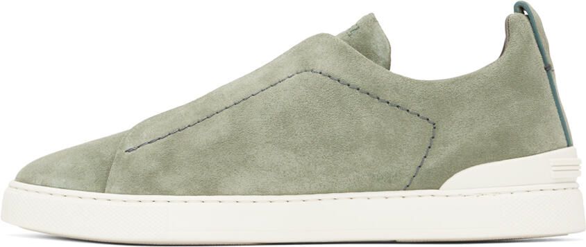 ZEGNA Green Triple Stitch Sneakers - Picture 3
