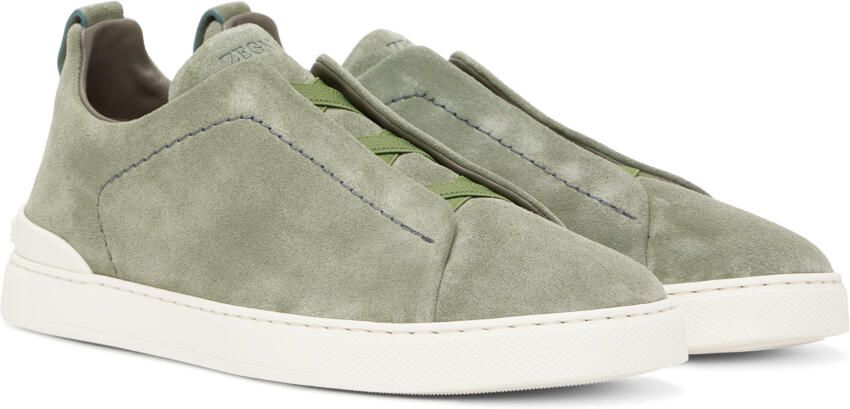 ZEGNA Green Triple Stitch Sneakers - Picture 2