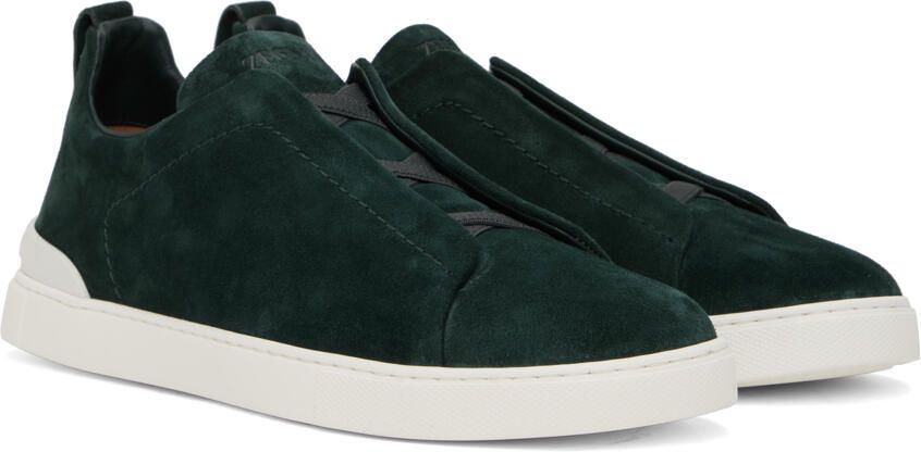 ZEGNA Green Triple Stitch Sneakers - Picture 2