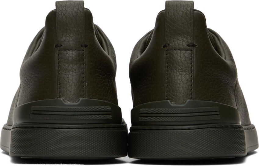 ZEGNA Khaki Triple Stitch Sneakers