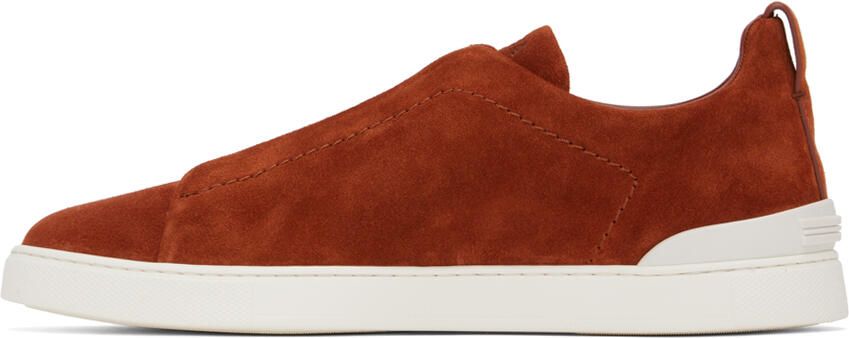 ZEGNA Orange Triple Stitch Sneakers - Picture 3