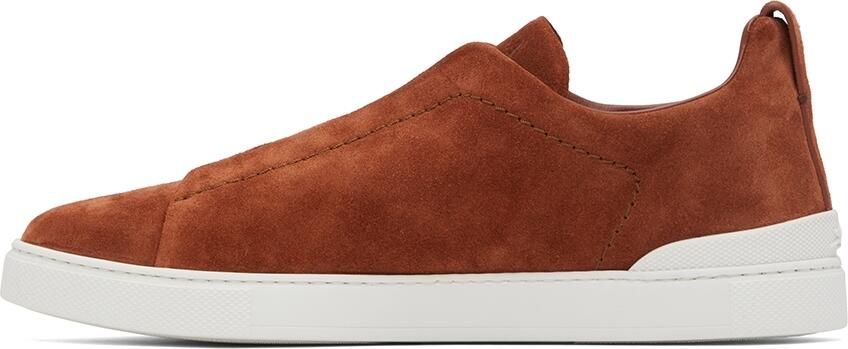 ZEGNA Orange Triple Stitch Sneakers - Picture 3