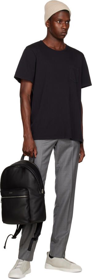 ZEGNA SSENSE Exclusive Gray Leather Triple Stitch Sneakers - Picture 4