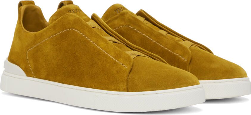 ZEGNA Yellow Triple Stitch Sneakers - Picture 2