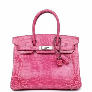 Pink crocodile Birkin in Fuschia